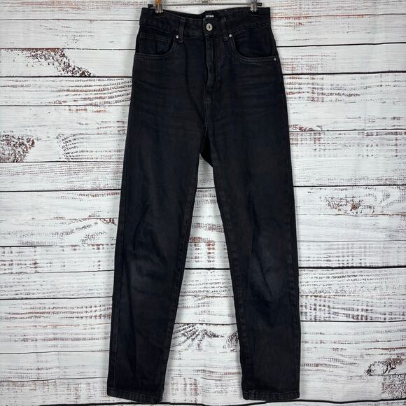 91 Cotton On Denim - Cotton On Mom Jean black size 4 straight leg high rise casual relaxed jeans